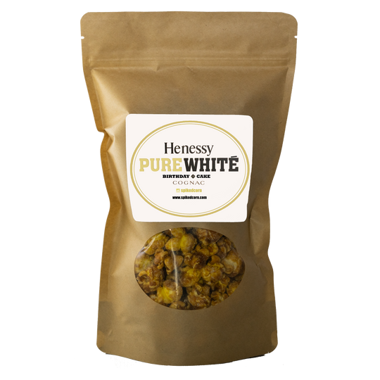 White Henessy Birthday Cake Popcorn