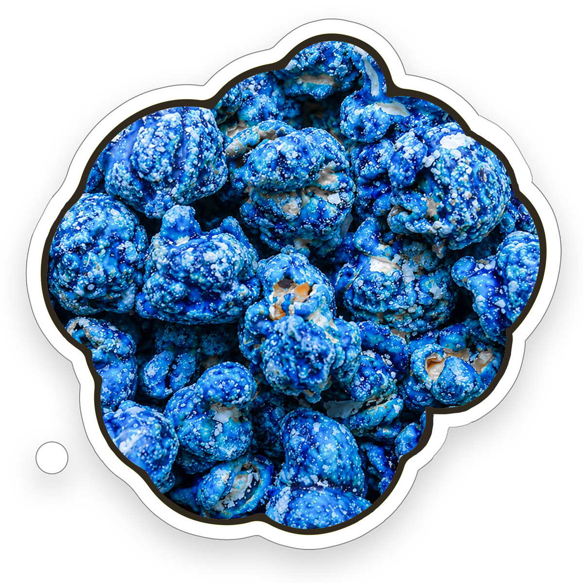Blueberry popcorn covered in white chocolate