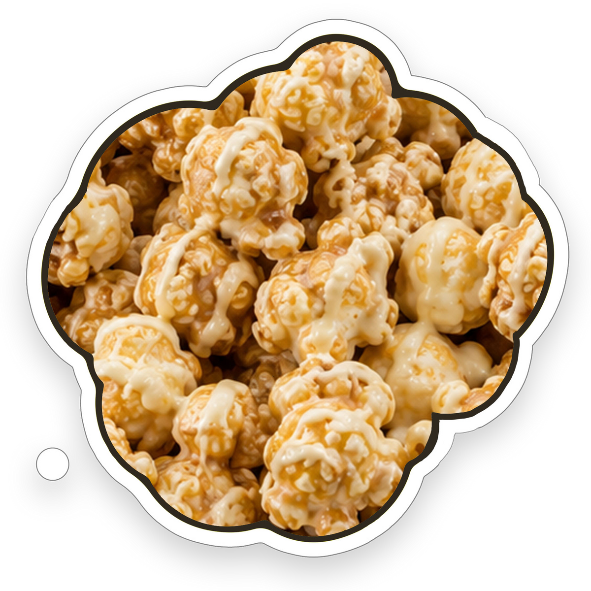 Fresh Pop'd Cinnamon Krunch Popcorn with cinnamon roll flavor and creamy white chocolate