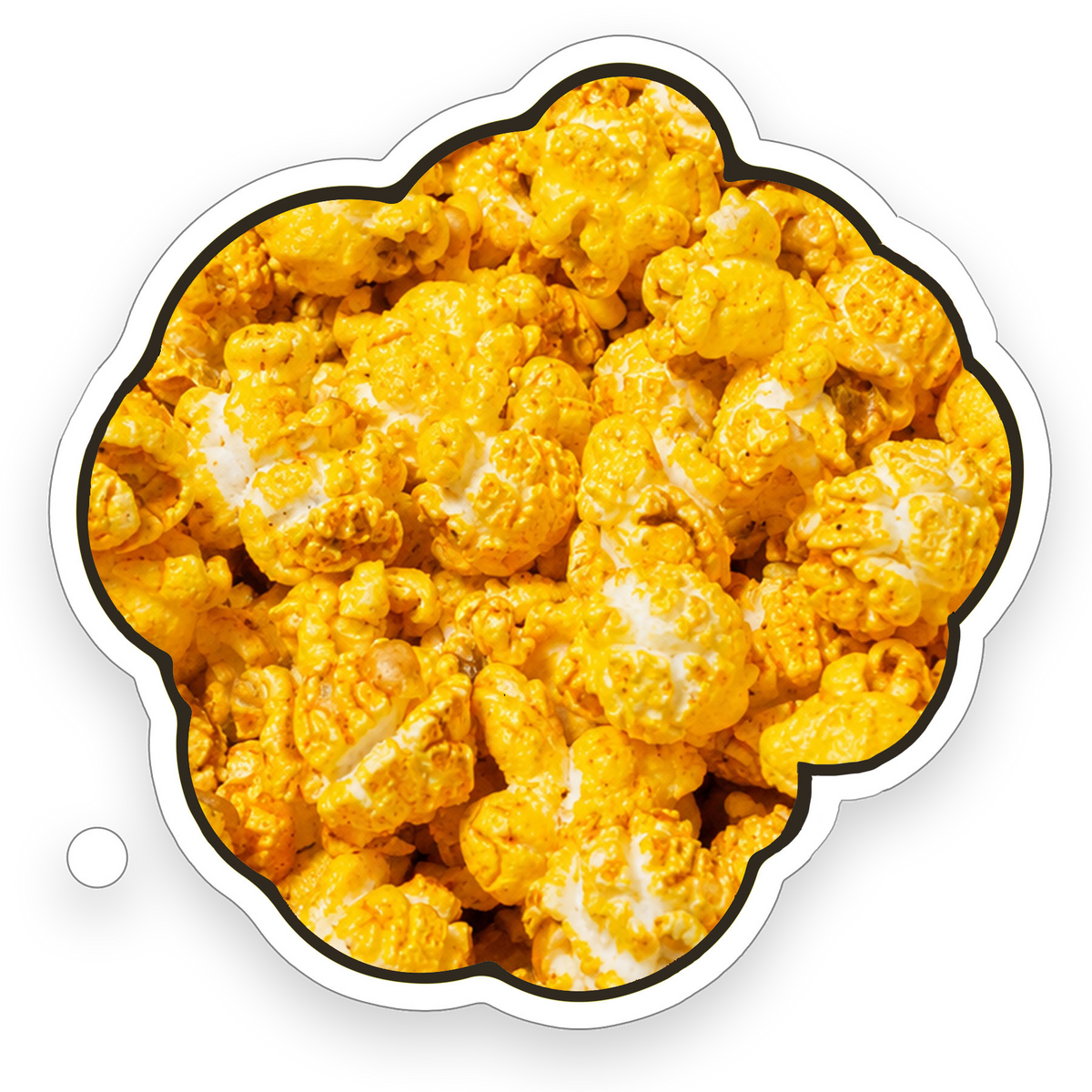 Fresh Pop'd Spicy Gouda Popcorn with savory cheese flavor and spicy chili pepper seasoning